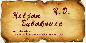 Miljan Dubaković vizit kartica